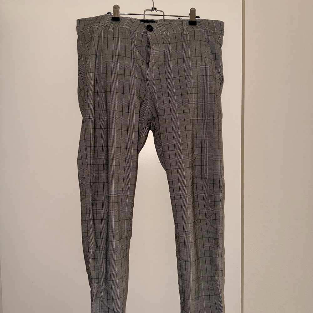 Gray Plaid Men's Pants - SKINNY STRETCH